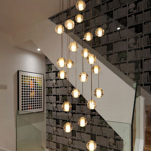 现代36灯吊灯，带G4发光二极管灯泡方形水晶球悬挂婚礼装饰楼梯照明 - Product Image 3