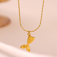 Collier en acier inoxydable plaqué or, résistant à la corrosion, avec texture de poisson Koi, tendance sur TikTok, de la marque Fanhua Jewelry