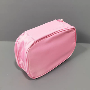 Grande trousse de toilette rose en PVC avec logo personnalisé, étanche, pour demoiselles d'honneur, sacs de maquillage à fermeture éclair, étui cosmétique - Product Image 5