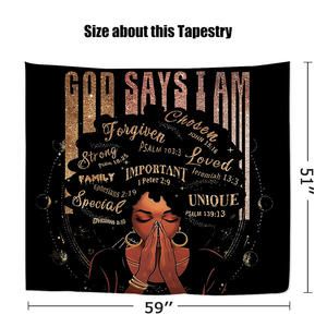 ผ้าโพลีเอสเตอร์พิมพ์ลายข้อพระคัมภีร์ คำอวยพร สร้างแรงบันดาลใจ สร้างแรงจูงใจ ให้ความสุข  สำหรับผู้หญิงผิวสี  ผ้าแขวนผนังสำหรับห้องนอน - Product Image 4