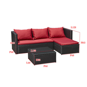 Salotto da giardino Bergen III nero rosso - Product Image 1