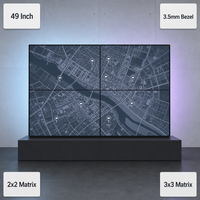 49 Inch LCD Video Wall 3.5mm Bezel 2x2 3x3 Matrix Splicing System for Security Monitoring Control Room
