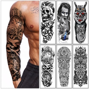 Tatuajes Temporales Impermeables para Hombre, Diseños de Tatuajes Tribales Grandes, Tatuajes Falsos Desechables Realistas de Rosas, Tigres y Leones para Brazo Completo - Product Image 2
