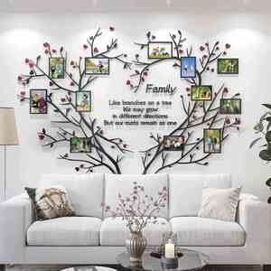 Árbol genealógico familiar, decoración de pared 3D, marco de fotos DIY, collage, pegatinas de pared acrílicas extraíbles para la sala de estar - Product Image 1