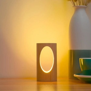 3D Night Light USB Wood <b>Table</b> Lamps for Bedroom <b>Bedside</b> Decoration Geometric <b>Table</b> Lamp Dimmable Rechargeable <b>LED</b> Night Light - Product Image 4