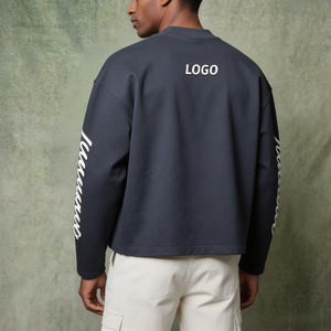 เสื้อยืดแขนยาวทรงบ็อกซี่โอเวอร์ไซส์ผ้าฝ้ายแท้ 100% หนัก 300 กรัม ผ้าเฟรนช์เทอร์รี่ สไตล์สตรีทแวร์ สำหรับผู้ชาย - Product Image 2