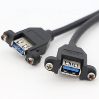 Perno de bloqueo de tornillo Dual USB 3,0 Tipo a Cable de montaje en panel hembra con conector Molex