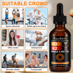 Acentiallabs 100% Natural Organic 5000 IU <strong>Vitamin</strong> <strong>D3</strong> and K2 Liquid Supplement Drops with MCT Oil Omega 3 - Product Image 5