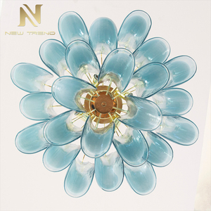 Nueva Lámpara de Araña de Cristal de <span class=keywords><strong>Murano</strong></span> Personalizada con Flores, Cristal Degradado, Pétalos, para Sala de Estar, Villa, Lámpara Colgante LED - Product Image 6
