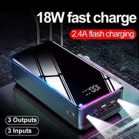 Offre Spéciale grande capacité Portable 50000mAh LCD affichage batterie externe Triple USB Portable chargeur de batterie externe avec lampe de poche
