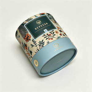 Boîte cylindrique en papier noir de qualité supérieure avec impression de logo personnalisé, emballage rigide en carton pour coffret cadeau de bougies à la cire de soja - Product Image 3