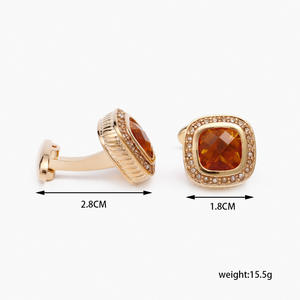 Boutons de manchette élégants à la française pour hommes Boutons de manchette ronds en zircon Boutons de manchette décontractés pour chemise de travail pour hommes - Product Image 2