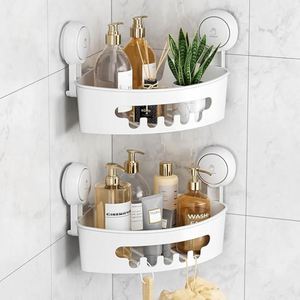 Corner Shower Caddy Suction Cup Shower Caddy Basket Powerful Suction Shower Shelf Waterproof & Oil-proof Bathroom Organizer - Product Image 1