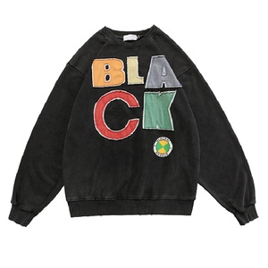 Felpa lavata <span class=keywords><strong>Vintage</strong></span> con toppa da uomo personalizzata Unisex <span class=keywords><strong>oversize</strong></span> <span class=keywords><strong>Vintage</strong></span> Wash felpa - Product Image 1