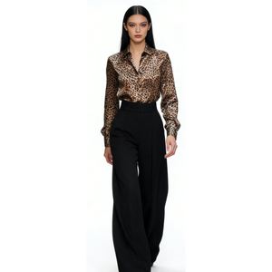 Camicetta da <span class=keywords><strong>Donna</strong></span> con Stampa Leopardata - Elegante Camicia a Maniche Lunghe con Bottoni per Abbigliamento Casual e Formale Sehe Fashion - Product Image 3