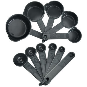 11 piezas de plástico negro tazas y cucharas para medir conjunto para hornear café accesorios de cocina - Product Image 1