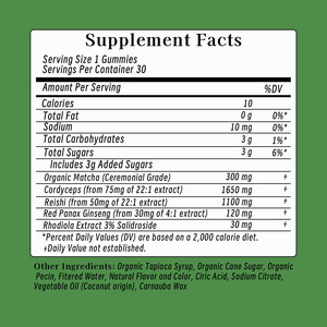 OEM ODM Adaptogenic Metcha Gummies <b>Red</b> Panax Ginseng Reishi for Brain Health Help Energy Stamina Herbal Gummies - Product Image 3