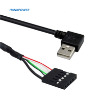 Câble USB mâle à 90 degrés vers femelle 5 broches 2,54 mm pour carte mère PCB Dupont