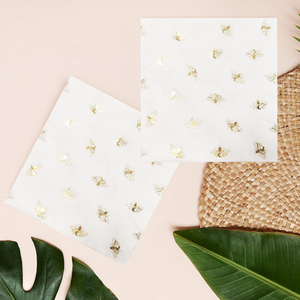 Goldfolienprägung mit Bienenmotiv, personalisierte Servietten aus reinem Zellstoff, moderne, umweltfreundliche Einweg-Restaurantzubehör-Servietten - Product Image 3