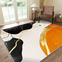 Modern Abstract Camping Travel Thin Polyester Rug Non-Slip TPR Low Pile Machine Washable Tufted Braided Printing Custom Print