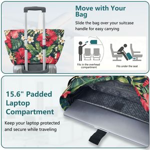 Nuevo Bolso de Hombro Acolchado con Estampado de Hibisco Hawaiano para Mujer, Bolso de Mano de Poliéster con Logotipo Personalizado para Uso Diario - Product Image 6