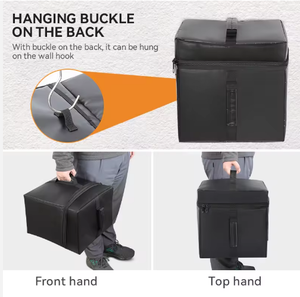 Sacs isothermes personnalisés en cuir imperméable noir pour la livraison de nourriture, sacs à pizza isolés - Product Image 4