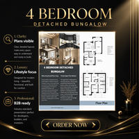 Brochure de la propriété : Bungalow indépendant à 4 chambres Emerald Park, plan d'étage imprimé, catalogue immo