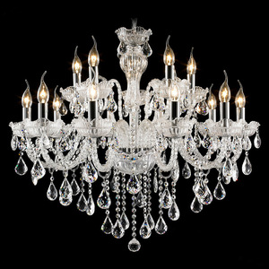 Lustre en cristal avec ampoule E26, base LED blanc chaud 3500K, corps doré, hauteur réglable, luminaire suspendu pour salon, grande taille, à fixer au plafond - Product Image 2