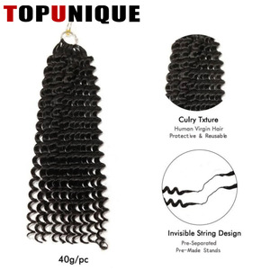 Extensions de cheveux en <span class=keywords><strong>plumes</strong></span> pour grossistes, double trame, crochet, 100 % cheveux humains vierges, pré-étirées, bouclées profondes, tresses bohèmes - Product Image 3