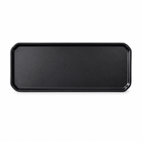 Plateau irrégulier en mélamine noire durable de 30 cm, résistant aux chocs, de qualité alimentaire, en résine, pour barbecue, restaurant, hôtel, cafétéria
