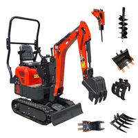 Mini-excavatrice diesel KADE 1,2T sur chenilles, moteur Koop, garantie 1 an, composants essentiels inclus