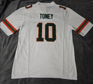 Heren Miami College Football Shirts 4 Mark Fletcher Jr 10 Malachi Toney Alle gestikte universiteitsvoetbalshirts 3 kleuren - Product Image 2