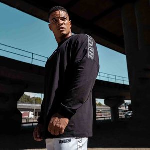 Muscles frères Logo populaire entraînement en plein air séchage rapide Fitness hommes lâche Casual manches longues t-shirts - Product Image 3