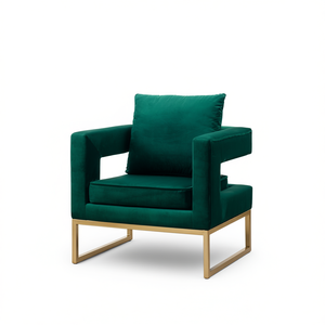 Fauteuil vert contemporain DB Lenola, pieds en métal rembourrés, meubles modernes pour salon - Product Image 1