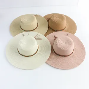 优雅的夏季防晒女式沙滩帽宽边12厘米大边软毛草帽