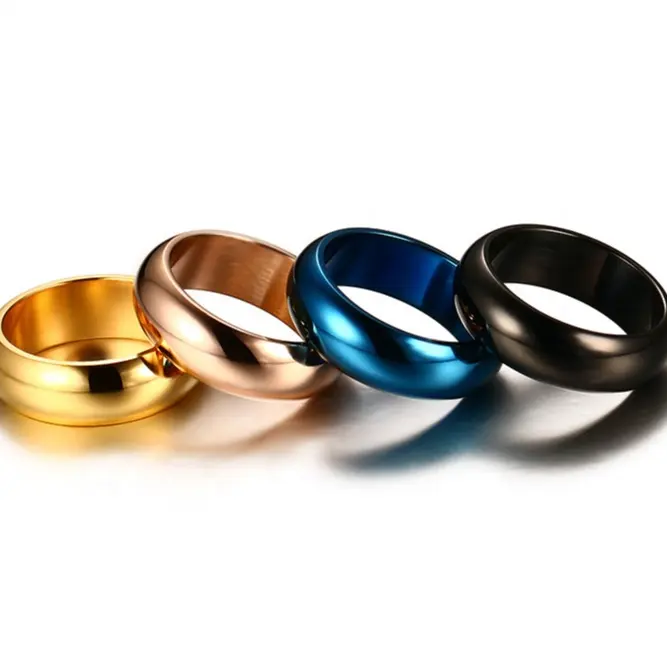 Retro Titanium Vintage Jewelry Gold Plated Multi Size Plain Top Band Rings For Women Men Stainless Steel Ring Unisex Wholesale