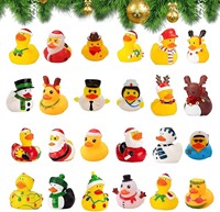 24 pièces en caoutchouc flottant boîte aveugle de canard dessin animé de Noël vinyle jaune canard nouveau coffret cadeau ensemble de jouets de Noël calendrier de l'avent