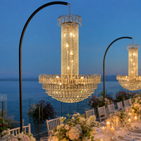 Élégante suspension LED sans fil à piles en cristal pour mariage, lustre pour salle à manger, décoration de centre de table de banquet