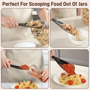 Cuillère et <span class=keywords><strong>spatule</strong></span> <span class=keywords><strong>de</strong></span> cuisine en silicone pour ustensiles <span class=keywords><strong>de</strong></span> cuisson antiadhésifs, résistantes à la chaleur, sans BPA, ensemble d'ustensiles <span class=keywords><strong>de</strong></span> cuisine avec manche en bois - Product Image 3