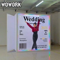 WOWORK Fête de mariage Fond détachable pour la photographie LED Neon Magazine Photo Booth Panneau Boîte Couverture Toile de fond Décoration