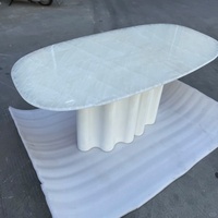 Ensemble de table à manger ovale moderne, luxueuse et élégante en marbre, cristal et onyx, imperméable, 8 places, meubles pour la maison, hôtel, villa, cuisine, bar