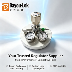Vanne régulatrice de pression à diaphragme et piston Bayou Lok B11 SS316L pour le contrôle du débit élevé de GPL/oxygène/azote, compatible avec les bouteilles US DISS - Product Image 1