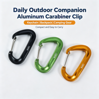 Mousqueton à ressort en alliage d'aluminium aéronautique de type D 12KN, clip polyvalent pour la randonnée, le camping et les accessoires de sac à dos