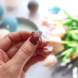 Anillos de plata de ley 925 con gema morganita Ovalada para mujer, joyería de compromiso con gema para boda - Product Image 5