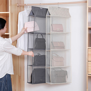 New handbag storage hanging bag household wardrobe transparent storage bag double-sided hanging organizer bag