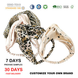 Großhandel Frauen Haarschmuck benutzer definierte Logo Luxus Haar Kopfband Druck 100% Maulbeer Tier muster Seide Stirnbänder - Product Image 2