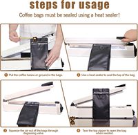 Emballage alimentaire haute barrière en aluminium recyclable et réutilisable pour grains de café, à fond plat, thermoscellé, avec valve et fermeture éclair en plastique