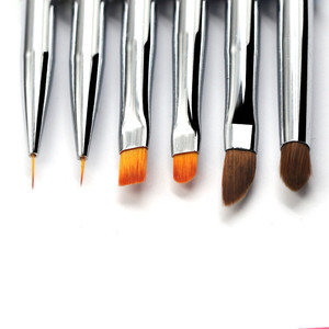 Pinceau de nail art en forme de couteau français, manche acrylique, poils ovales ondulés, pinceau plat et rond pour liner, avec couvercle dégradé - Product Image 2