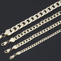 Collier chaîne cubaine Figaro en laiton plaqué or 14 carats JXX Jewelry, tendance unisexe, serti de griffes, plusieurs largeurs et longueurs