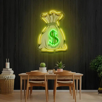 Boîte à lumière néon personnalisée en forme de sac à monnaie pour affichage publicitaire lumineux et ambiance lumineuse